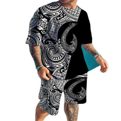 China Summer 2022 QUICK DRY set of 2 piece men summer shorts 3D custom made all over print men's T-shirt and shorts tracksuit sets for sale