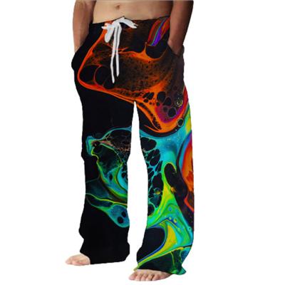 China 3D Printing Full Length Breathable Full Length Wide Leg Pants Fashion Streetwear USA Waist Sweatpants Men for sale