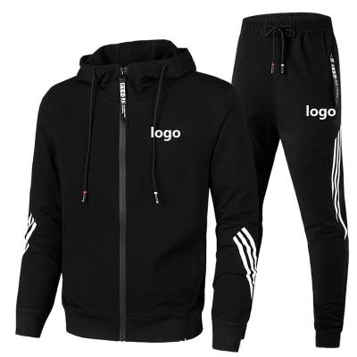 China New Style Breathable Men's Hooded Zipper Leisure Sets Jogging Suits Logo Printing Tracksuits Gym Sweatsuit Custom Wholesale for sale