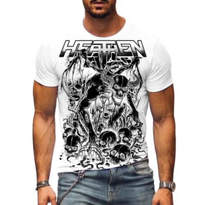 China New QUICK DRY summer monster horror 3D skull printing European and American hip-hop T-shirt adult oversized men's printed shirt for sale