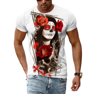 China Summer Horror 3D QUICK DRY Trendy Skull Printed Casual Oversized Men's T-shirt O Neck Short Sleeve Top Streetwear Hip Hop for sale