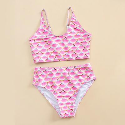 China Girl Fish Scale Pattern Baby Beach Wear Child Swimwear QUICK DRY Two Pieces Bikini Set Children Swimsuit for sale