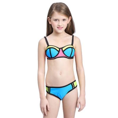 China QUICK DRY Teenage Girl 3-12 Years 2 Pcs Children's Swimsuits Patchwork Bikini Swimwear Children For Kids Girls for sale