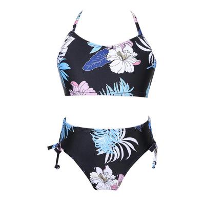 China QUICK DRY Soft Comfy Beach Wear Girl Off The Shoulder Chinlon Kids Bikini Swimsuit Kids Bikini Top And Bikini Panties for sale