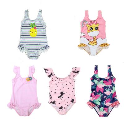 China 1pc Cute QUICK DRY Swimming Pool Playing One Shoulder Beachwear Pattern Print Toddler Girls Swimwear Swimsuit for sale