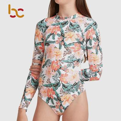 China Flower Printed One Piece Swimsuit Kids UV Teen Plus Size New Arrivals Designer Child Bathing Suit Beach Wear Girl Floral Print Anti for sale