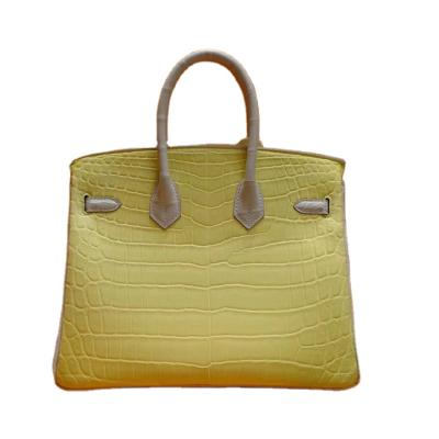 China Vintage 30cm crocodile gray leather handbag designer handbags designer handbags yellow 1z pearl chick 80 nile famous brandsTop quality for sale