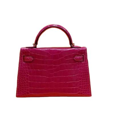 China Lady Alligator Genuine Crocodile 5J Rose Skin Handbag Red Handmade Women For Bags Ladies Female Good Quality Luxury Leather for sale