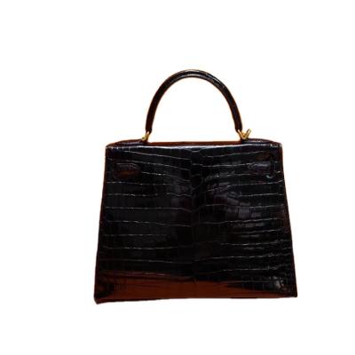 China 89 Lady Genuine Alligator Crocodile Skin Handbag Black Black Handmade Women For Ladies Bags Female Good Quality Luxury Leather for sale