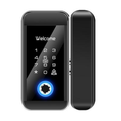 China Simple Password Glass Door Lock Tuya Office App Lock Code Door Glass Fingerprint Glass Lock for sale