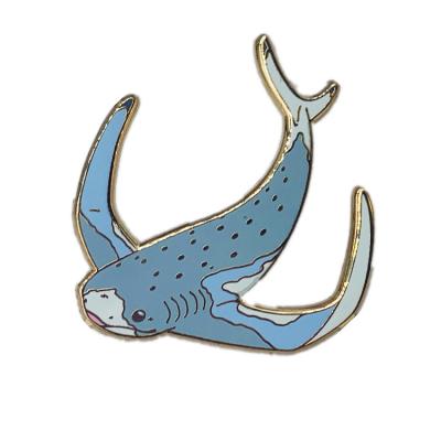 China Custom Gold Plating Blue Cartoon Europe Fish Hard Enamel Lapel Pin Badge for sale