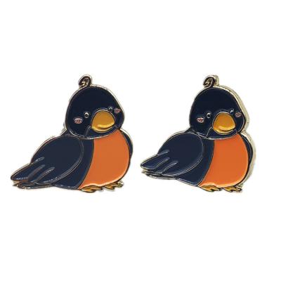 China Custom Europe Metal Soft Enamel Cute Bird Fat Hat Pins For Hat for sale