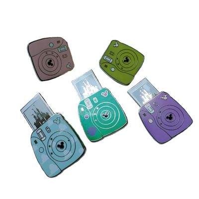 China China Customize Lapel Pin Badge Slider Butterfly Clutch / Security Cartoon Camera Castle Metal Pins for sale