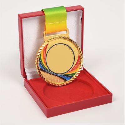 China Wholesale Europe Medals Ribbon Tied Velvet Box Packing Metal Medal Blank Sports Medals for sale