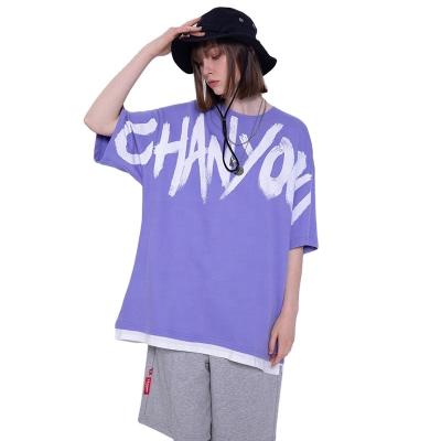 China Best Selling Anti-Wrinkle Oversized T-shirt Short Sleeve Cotton Letters Printed Korean Women T-shirt for sale