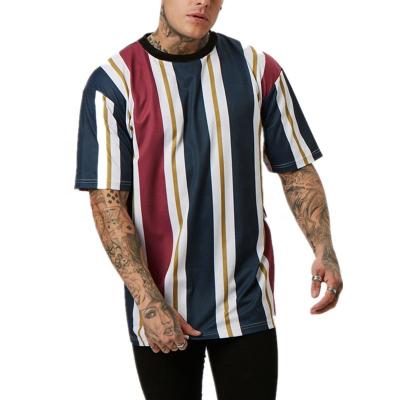 China Customized High Quality Multiple Colors Anti-pilling Stripes Crewneck Cotton Mens T-Shirt for sale