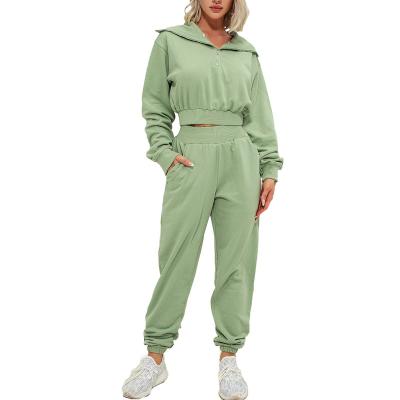 China Customized Women's Anti-pilling Sets Spring Fitness Zip Up Brandless Green Ladies Jogging Woman Set Tracksuit for sale