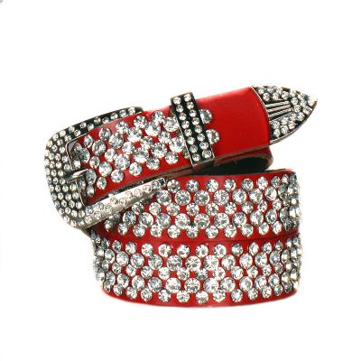 China Western Designer Belt For Jeans Cinto De Strass de Cow Women Jeans Diamond Studded Men Leather Rhinestone Cowboy Sparkle PU Leather for sale