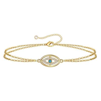 China CLASSIC Tasty 14K Gold Plated Adjustable Oval Layered Turtle Eye Bead Bar Turtle Chain Bracelet For Women for sale