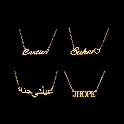 China FASHIONABLE Personalized Customized 18K 14K Stainless Steel Nameplate Gold Plated Jewelry Necklace Women and Men for sale