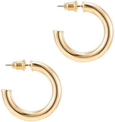 China Fashion Delicacy Romantic 14K Gold Plated Chunky Open Hoops Earrings Light Silver For Women for sale