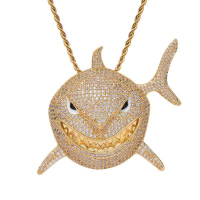 China Popular Hip Hop Big Zircon Shark Personality New Style Hiphop Pendant Necklace for Men and Women BESDZ0307 for sale