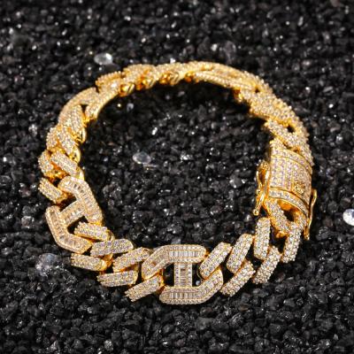 China New Style Hiphop New Style CZ 14mm Wand Ice Cuban Glow Chain Hitters Cuban Jewelry NBT1405 Men Women Necklaces Bracelets for sale