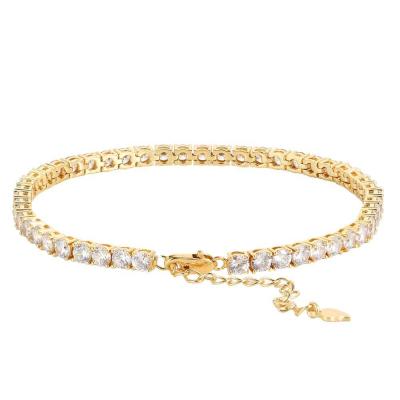 China Hiphop Diamond Crystal Tennis Sterling Silver Anklet Bracelet Gold Rhinestone Bling Anklets Foot For Women for sale