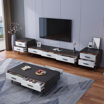 China Modern minimalist TV cabinet extendable Nordic Italian style TV stand and coffee table combination light luxury living room tea table for sale