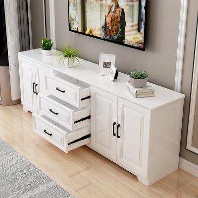 China Modern Solid Wood Expandable Small Apartment Tv Cabinet Floor Locker High Section Cabinet Simple White Bedroom TV Cabinet for sale