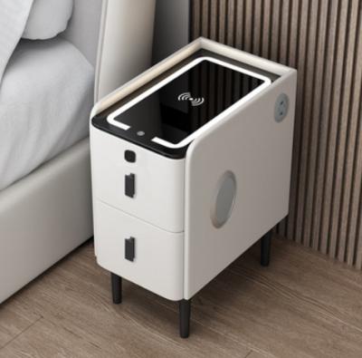 China New Fingerprint Convertible Smart Code Lock Creative Bedside Table Bedroom With Light Radio Charging Multifunctional Nightstand for sale