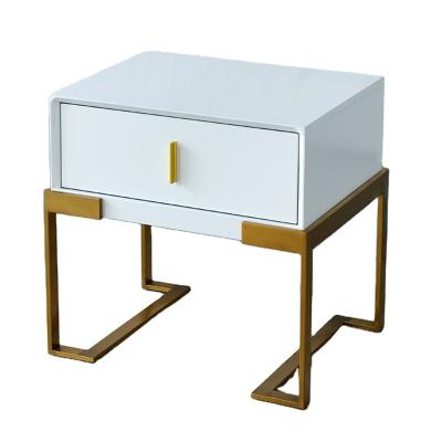 China Convertible Black Mirrored Nightstand With Gold Leg / Stainless Bedside Table for sale