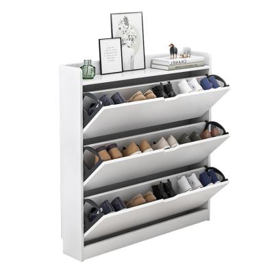 China Cheap Expandable White Modern Wooden Home 3 Tier Porch Shoe Storage Cabinet for sale