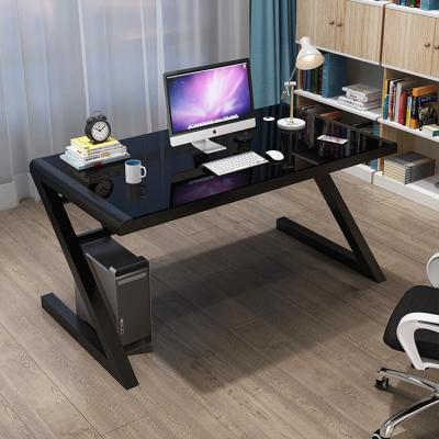 China Modern and Minimalist Convertible Tempered Glass Computer Desk Home Office for sale