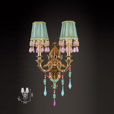 China Traditional Double Head Brass Tassel Wall Lamp European Style Lighting for sale