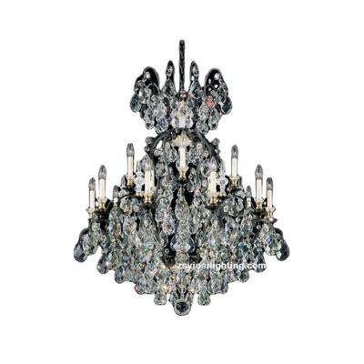 China Large wrought iron crystal chandelier in traditional antique bronze color for sale