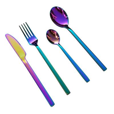 China Viable High Quality Color Mirror Rainbow Stainless Steel Wedding Flatware Set for sale