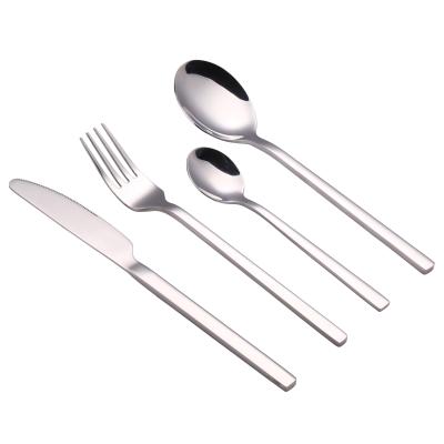 China Sustainable Stainless Steel Silverware Dinner Knife Fork Spoon Cutlery Tea Spoon Flatware Set for sale