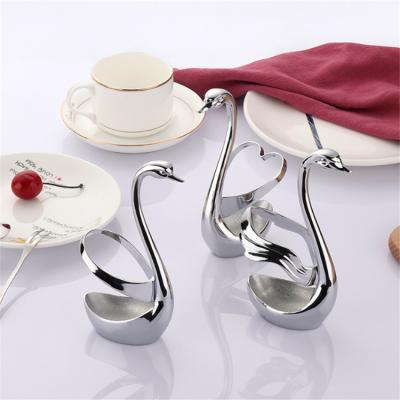 China Color Box Kitchen Swan Rack Stainless Steel Spoon and Fork Viable Packing Zinc Alloy Set for sale