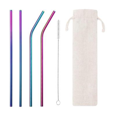 China Sustainable 18/10 Stainless Steel Straws With Cleaning Brush Stainless Steel Drinking Straw Metal Straws In 7 Colors for sale