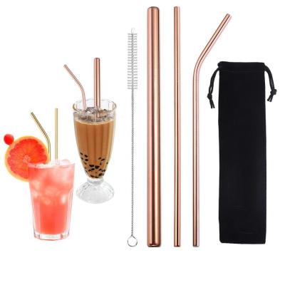 China Straw Custom Logo Juice Straw Sustainable Reusable Colorful Metal 304 Stainless Steel Eco-Friendly Drinking Straws for sale