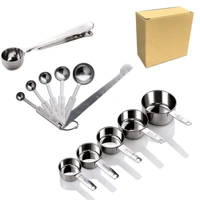 China Sustainable Stainless Steel Measuring Cups And Spoons Set Coffee Scoop Kitchen Tools 18/0 for sale