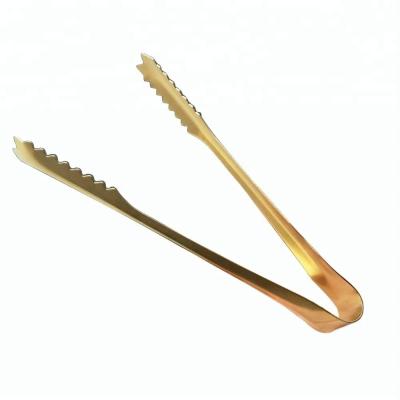 China Sustainable Gold Plated Stainless Steel Ice Servring Bar Tongs for sale