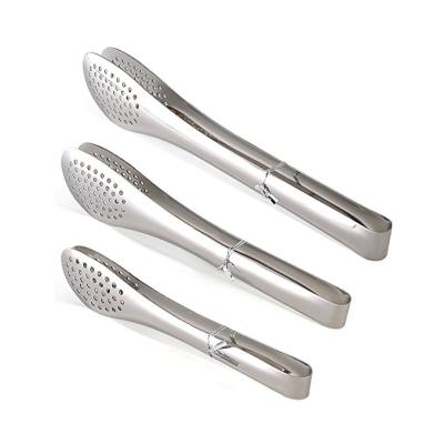 China Durable Sleek 18/10 Stainless Steel Bread Tongs with Mesh Holes for sale