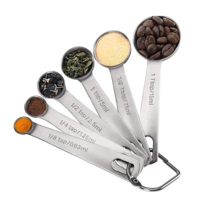 China 6pcs/set Sustainable Measuring Scoop Universal Spice Powder Coffee Stainless Steel Food Grade Doser for sale