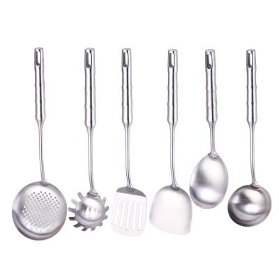 China Sustainable High Quality 304 Stainless Steel Kitchen Utensils 6 Pieces Cookware Set With Metal Rack for sale