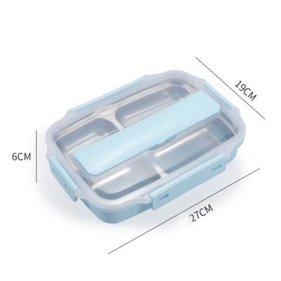 China Eco-friendly Disposable Leakproof Food Grade 304 Stainless Steel Bento Lunch Boxes Food Storage Container With Cutlery for sale