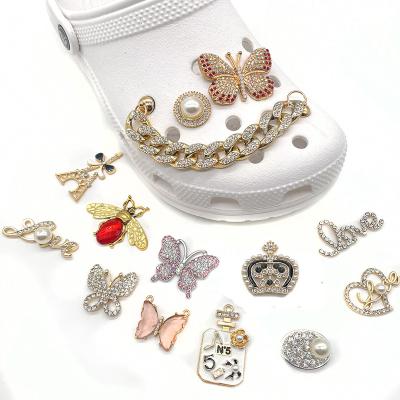 China Clog charm diamond jewelry gem metal jibz set for croc shoe charms shoe decoration suitable for women and men for sale