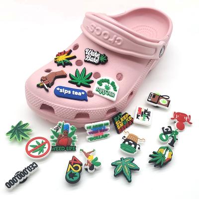 China Clog Charm Shoe Charms Fang 420 Weed Shoes Accessories Gifts Cartoon Wooden Clogs Charms PVC Material for sale