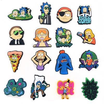 China Clog charm 2022NEW design Rick the morty shoe charms fang cartoon designer Wholesale PVC charms for sandals for sale